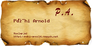 Páhi Arnold névjegykártya